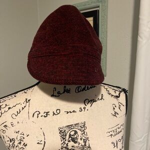 Women's Red Tweed Wool Cap